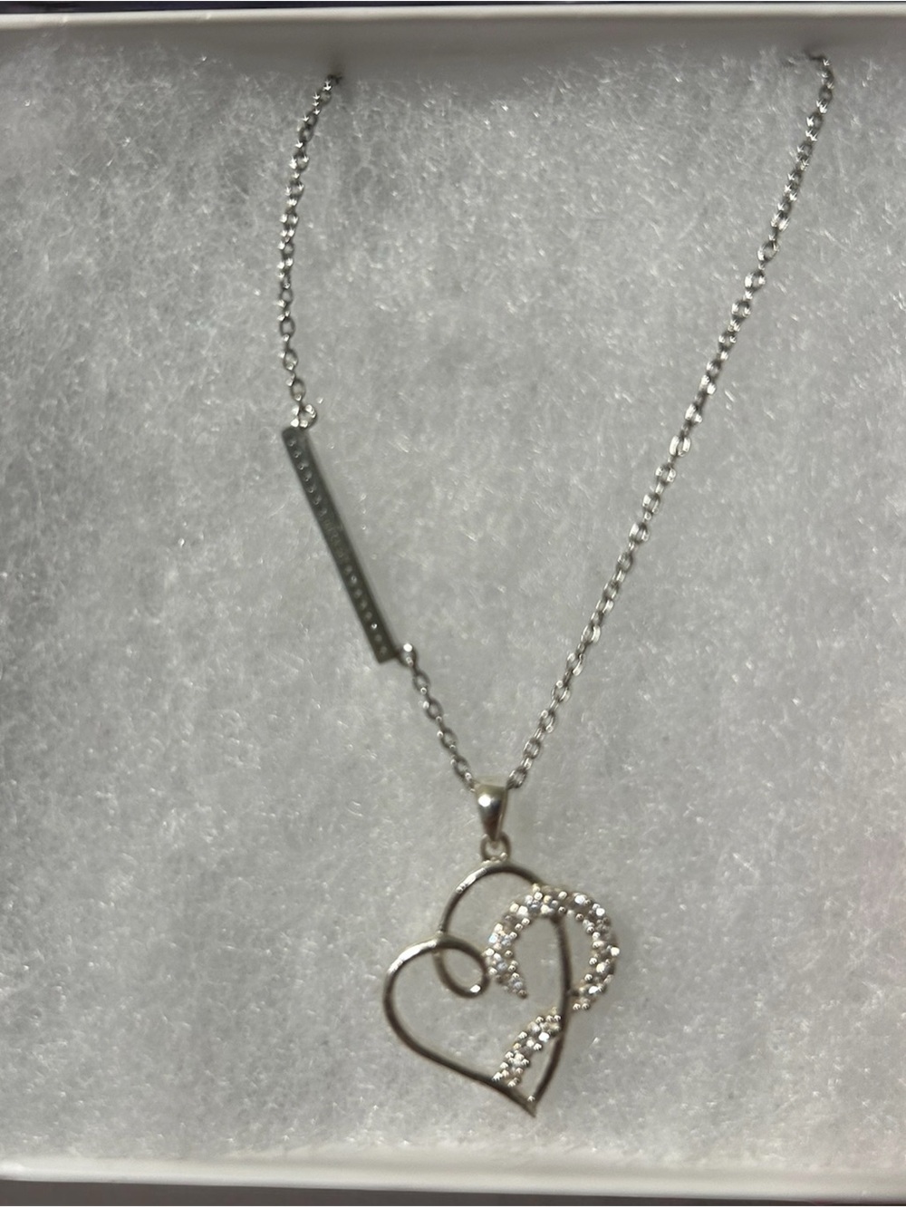 Sterling Silver Heart Pendant Necklace with CZ Accents - Women's Jewelry
